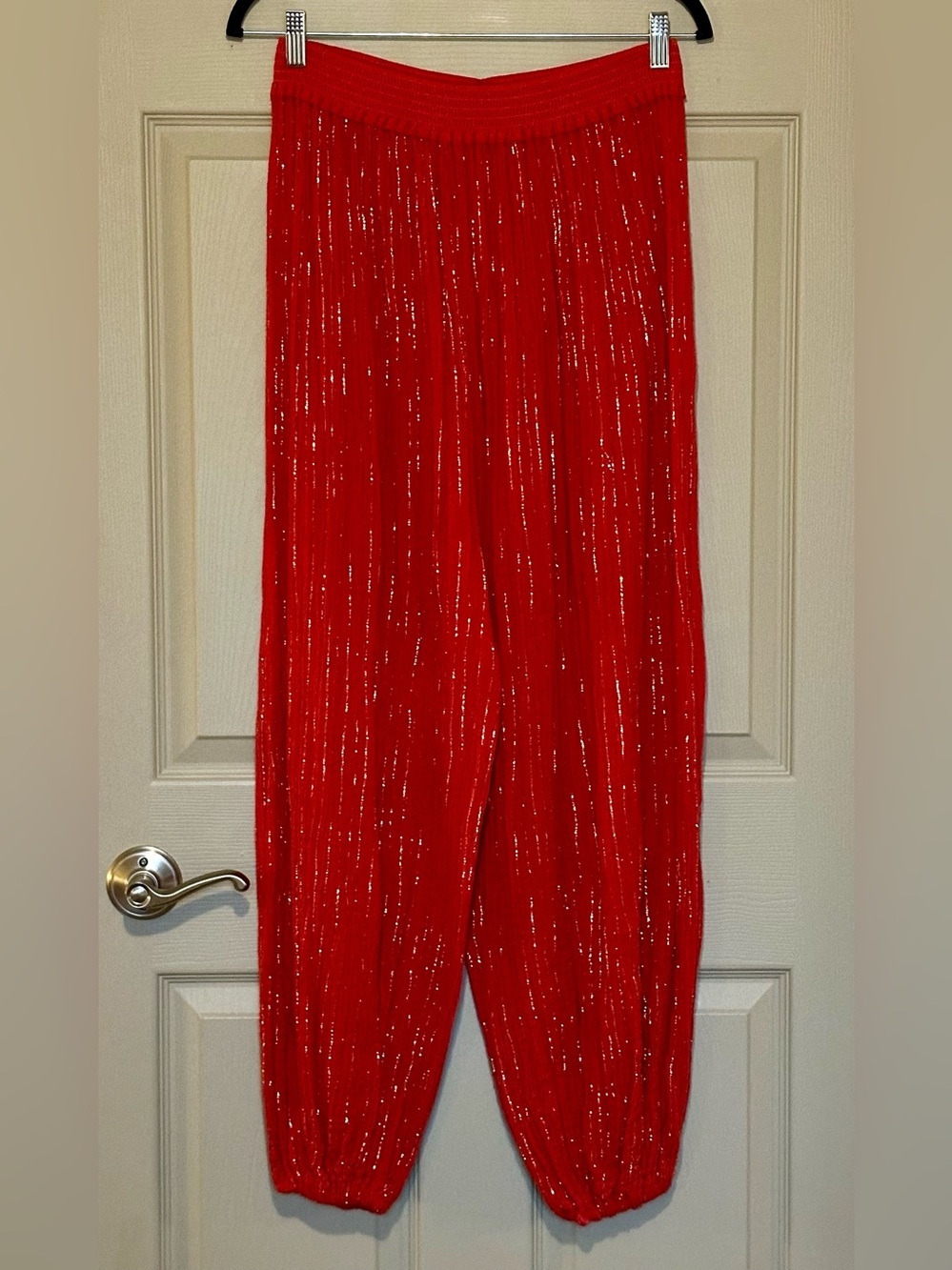 UNBRANDED Red w/ Gold Metallic Threading Haram Pants - One Size